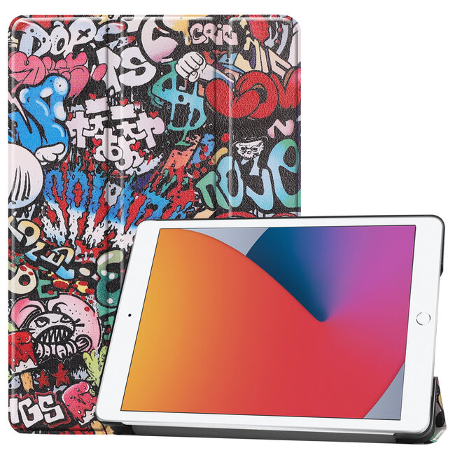 Case2go - Hoes voor de iPad 10.2 (2019/2020) - 10.2 inch - Tri-Fold Book Case - Graffiti