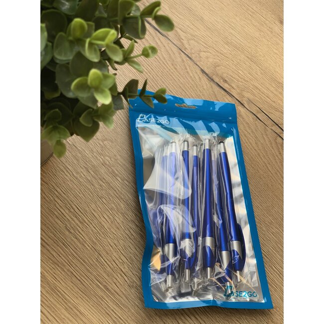 6 Stuks - Stylus Pen voor tablet en smartphone - Met Penfunctie - Touch Pen - Voorzien van clip - Blauw
