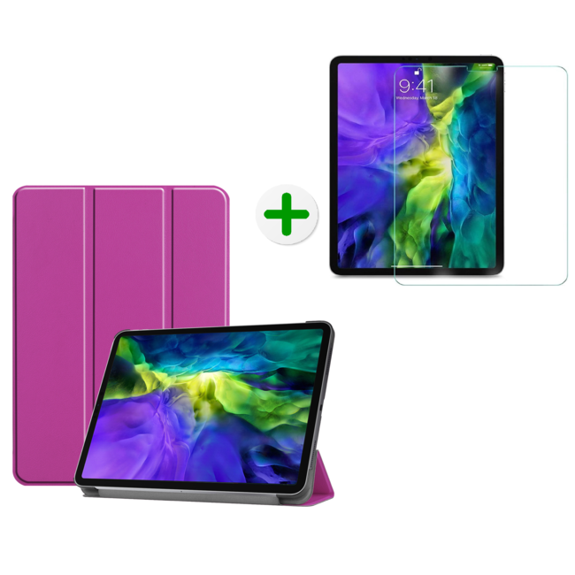 Case2go - Hoes en screenprotector voor de iPad Pro 11 inch (2020) - Tablet hoes en Screenprotector - Paars