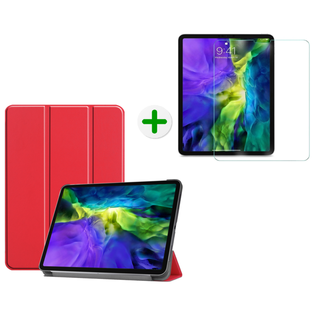Case2go - Hoes en screenprotector voor de iPad Pro 11 inch (2020) - Tablet hoes en Screenprotector - Rood