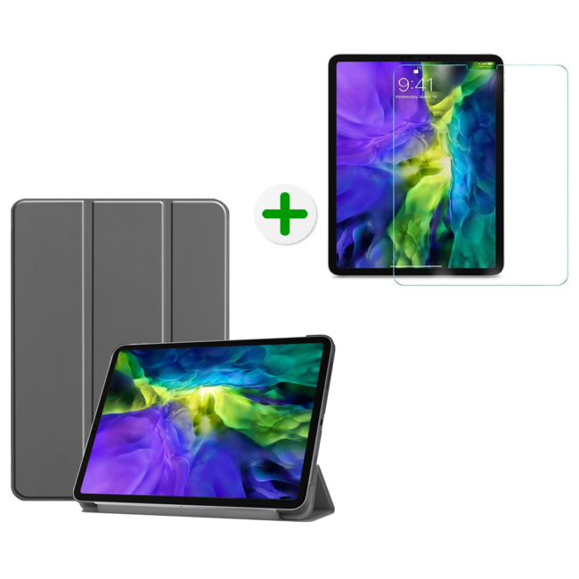 Case2go - Hoes en screenprotector voor de iPad Pro 11 inch (2020) - Tablet hoes en Screenprotector - Grijs