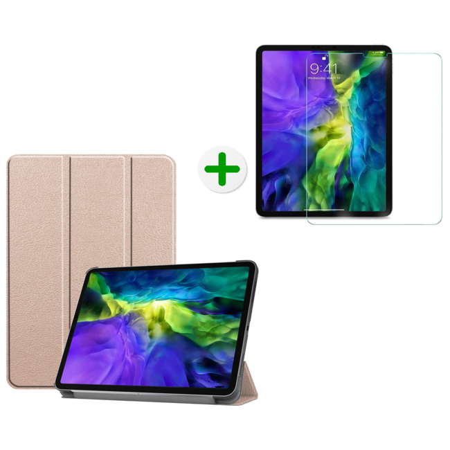 Case2go - Hoes en screenprotector voor de iPad Pro 11 inch (2020) - Tablet hoes en Screenprotector - Goud