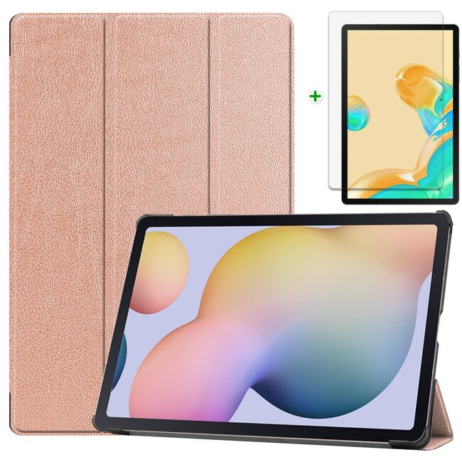 Case2go - Hoes voor de Samsung Galaxy Tab S7 (2020) - 11 inch - Tablet hoes en Screenprotector - Rosé Goud