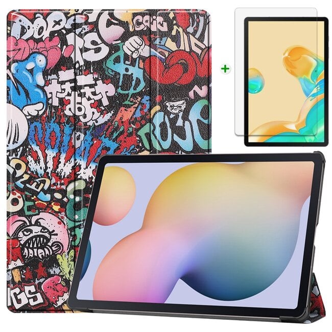 Case2go - Hoes voor de Samsung Galaxy Tab S7 (2020) - 11 inch - Tablet hoes en Screenprotector - Graffiti