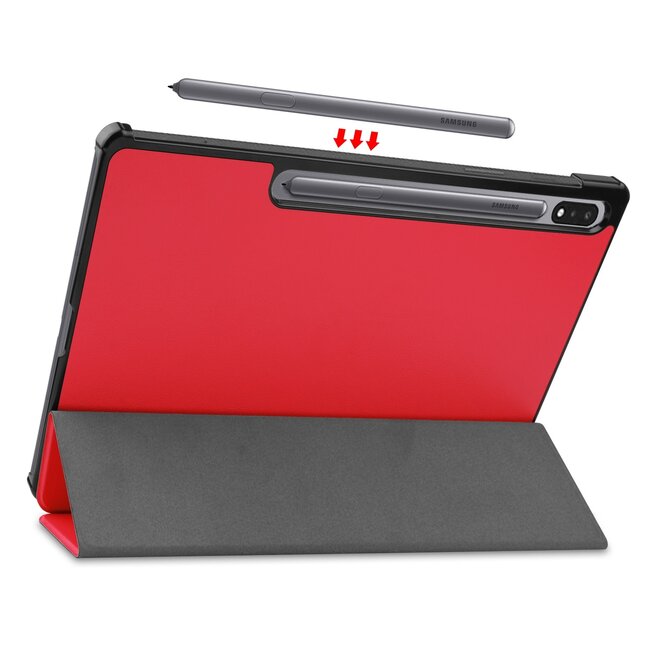 Case2go - Hoes voor de Samsung Galaxy Tab S7 Plus - 12.4 inch - Tablet hoes en Screenprotector - Rood