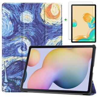 Case2go Samsung Galaxy Tab S7 Plus Hoes en Screenprotector - 12.4 inch - Tablet hoes en Screenprotector  - Sterrenhemel