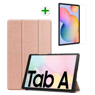 Case2go Samsung Galaxy Tab A7 Hoes en Screenprotector - Tri-fold Book Case en Tempered Glass Cover - 10.4 inch - Rosé Goud