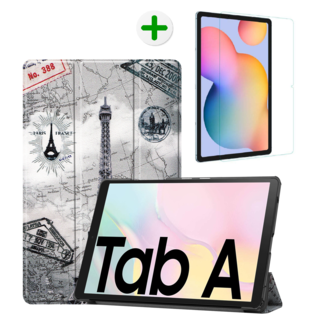 Case2go Samsung Galaxy Tab A7 Hoes en Screenprotector - Tri-fold Book Case en Tempered Glass Cover - 10.4 inch - Eiffeltoren