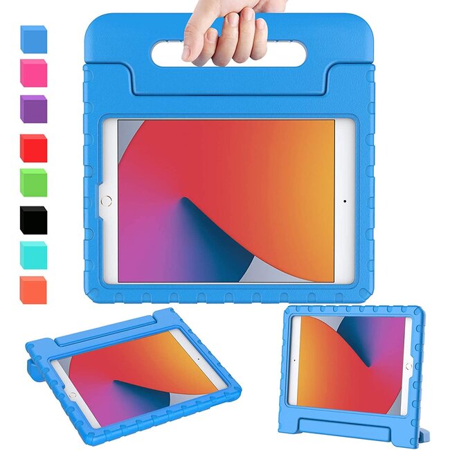 Case2go - Kinderhoes voor de iPad 10.2 (2019 / 2020 / 2021) - Schokbestendige case met handvat - Blauw