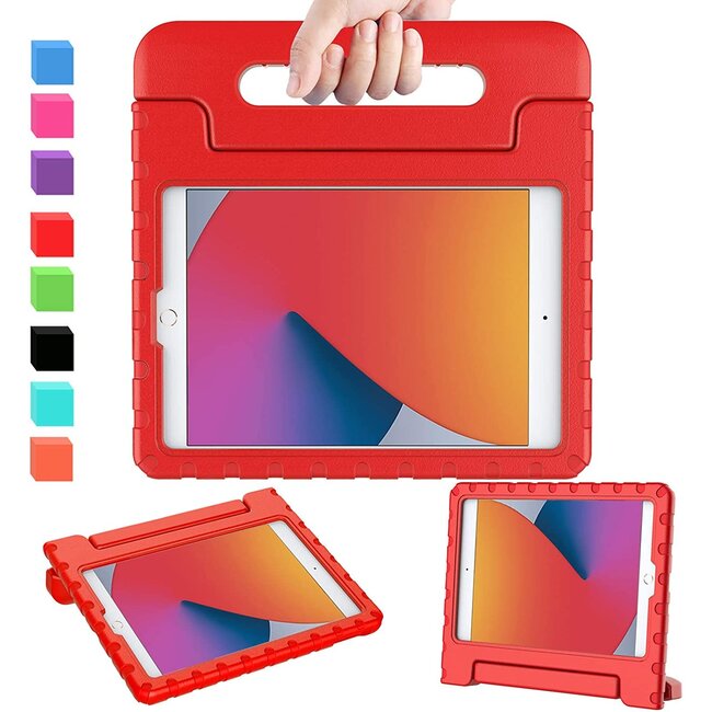 Case2go - Kinderhoes voor de iPad 10.2 (2019 / 2020 / 2021) - Schokbestendige case met handvat - Rood