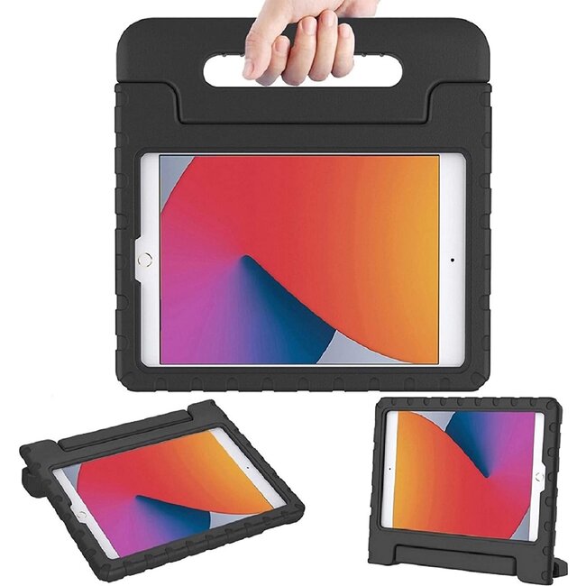 Case2go - Kinderhoes voor de iPad 10.2 (2019 / 2020 / 2021) - Schokbestendige case met handvat - Zwart