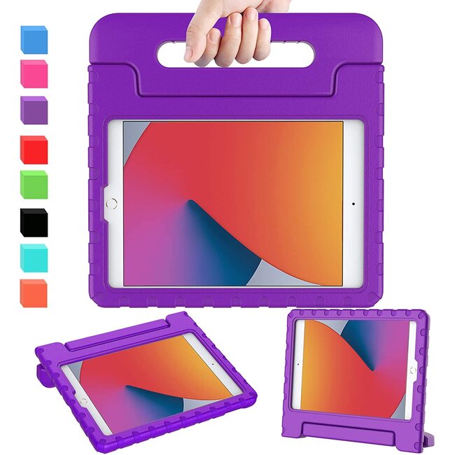 Case2go - Kinderhoes voor de iPad 10.2 (2019 / 2020 / 2021) - Schokbestendige case met handvat - Paars