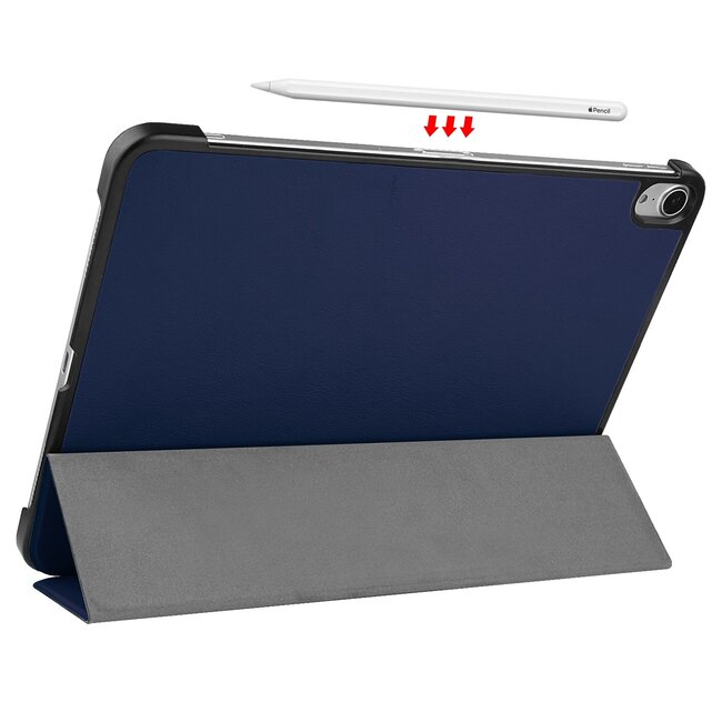 Case2go - Hoes voor de iPad Air 10.9 (2020) - hoes en Screenprotector - Tablet hoes met Auto sleep/wake Functie - Donker Blauw
