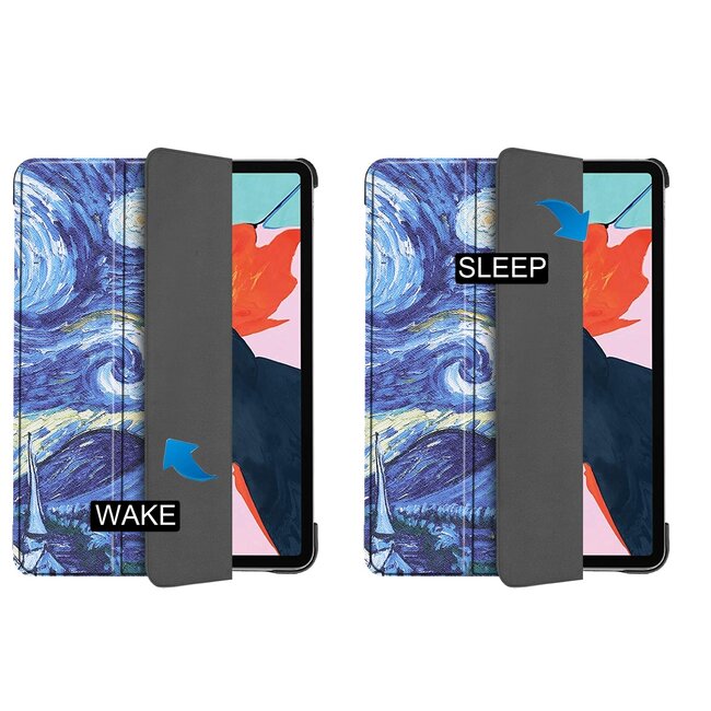 Case2go - Hoes voor de iPad Air 10.9 (2020) - hoes en Screenprotector - Tablet hoes met Auto sleep/wake Functie - Sterrenhemel