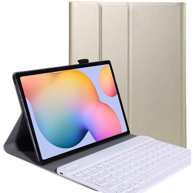 Samsung Galaxy Tab S7 Plus Case - Bluetooth toetsenbord hoes - QWERTY layout - Magneetsluiting - Sleep/Wake-up functie - Goud