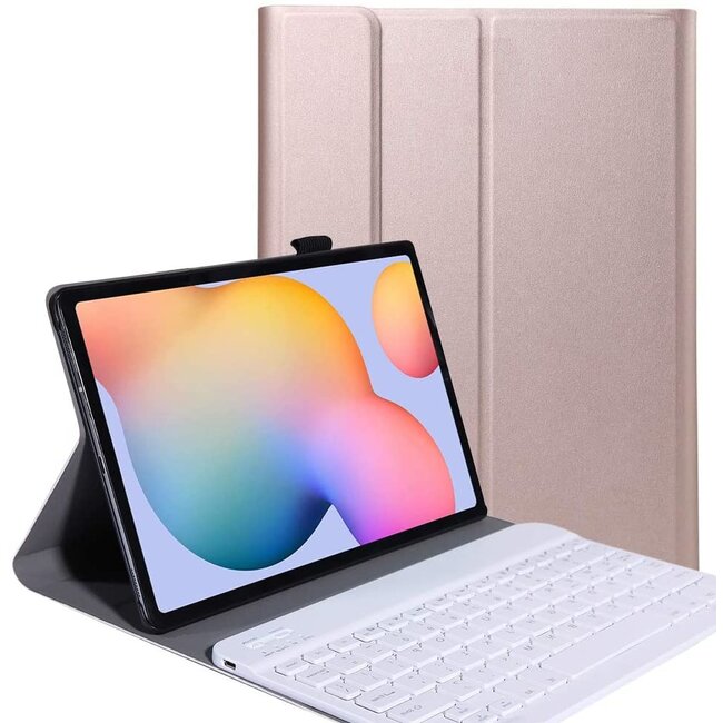 Samsung Galaxy Tab S7 Plus Case - Bluetooth toetsenbord hoes - QWERTY layout - Magneetsluiting - Sleep/Wake-up functie - Rosé-Goud