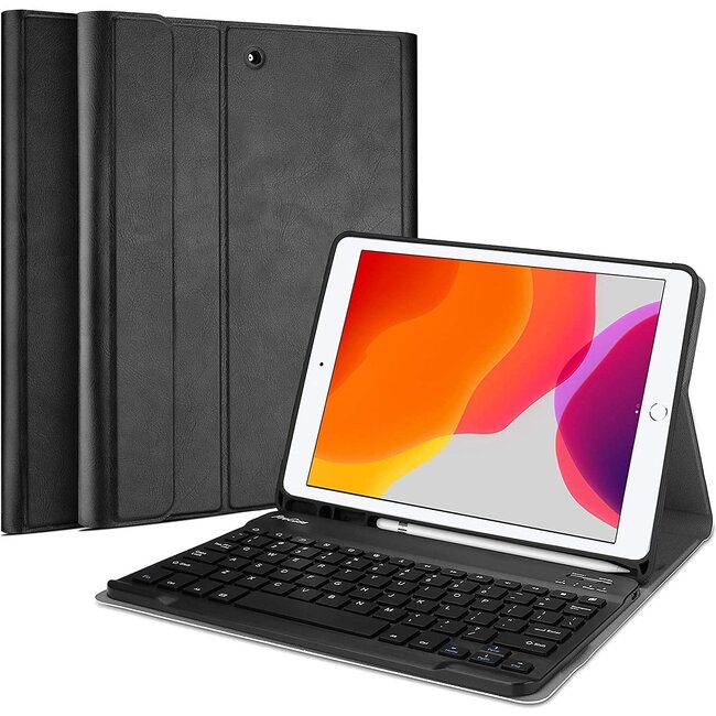 iPad 2020 hoes - 10.2 inch - Bluetooth Toetsenbord Case met Stylus pen houder - Zwart