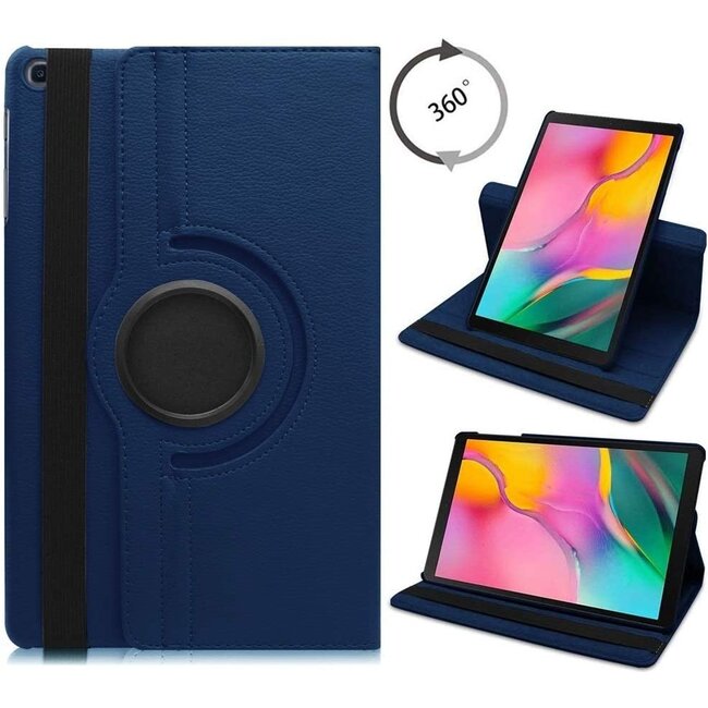 Case2go - Hoes voor de Samsung Galaxy Tab A 10.1 (2019) - 360 Graden Draaibare Book Case - Donker Blauw