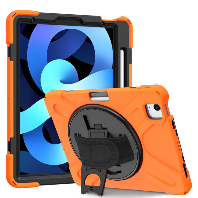 Case2go - Hoes voor Apple iPad Air 10.9 (2020) - Hand Strap Armor Case - Oranje