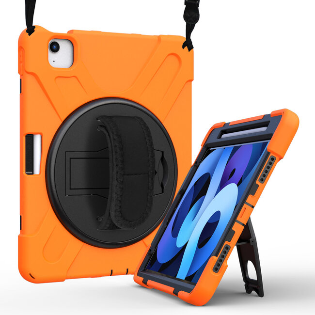 Case2go - Hoes voor Apple iPad Air 10.9 (2020) - Hand Strap Armor Case - Oranje