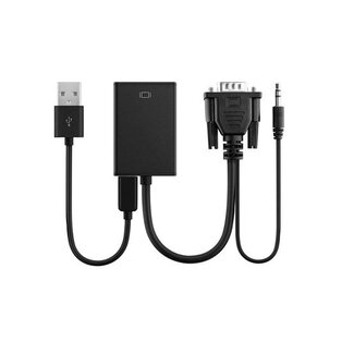 Case2go VGA naar HDMI Adapter met extra voeding - 25 cm - 1080p Full HD - Zwart