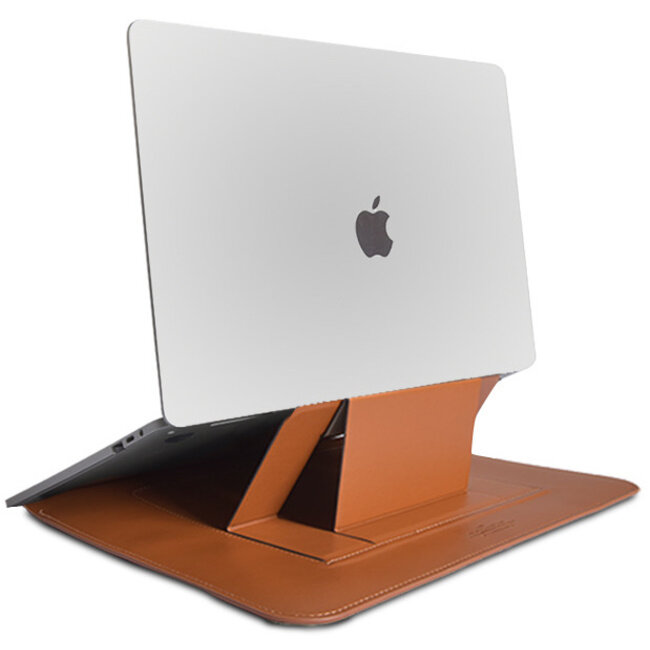 WIWU Alita MacBook Pro Sleeve - 15.4 inch - Slim Stand Macbook Standaard -  Bruin