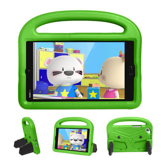 Case2go Huawei Mediapad M3 Lite /  M5 Lite hoes - 8.4 inch - Schokbestendige case met handvat - Sparrow Kids Cover - Groen