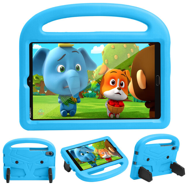 Case2go - Kinderhoes voor de Huawei Mediapad M5/M6 - 8.4 inch - Schokbestendige case met handvat - Sparrow Kids Cover - Licht Blauw