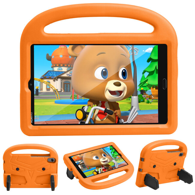 Case2go - Kinderhoes voor de Huawei Mediapad M5/M6 - 8.4 inch - Schokbestendige case met handvat - Sparrow Kids Cover - Oranje