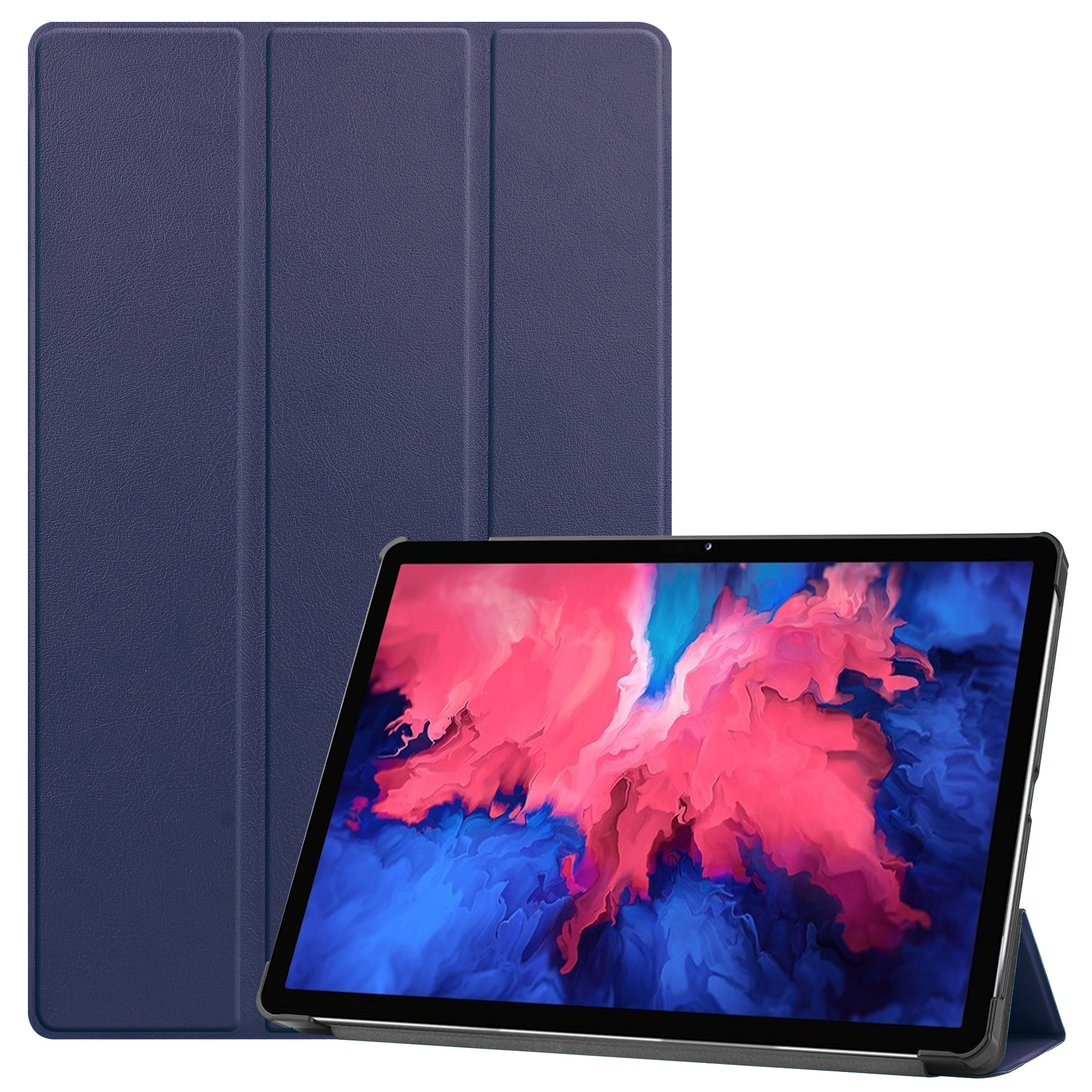 Lenovo Tab P11 Hoes - 11 Inch - Tri-Fold Book Case - Auto Sleep/Wake Functie - Donker Blauw afbeelding