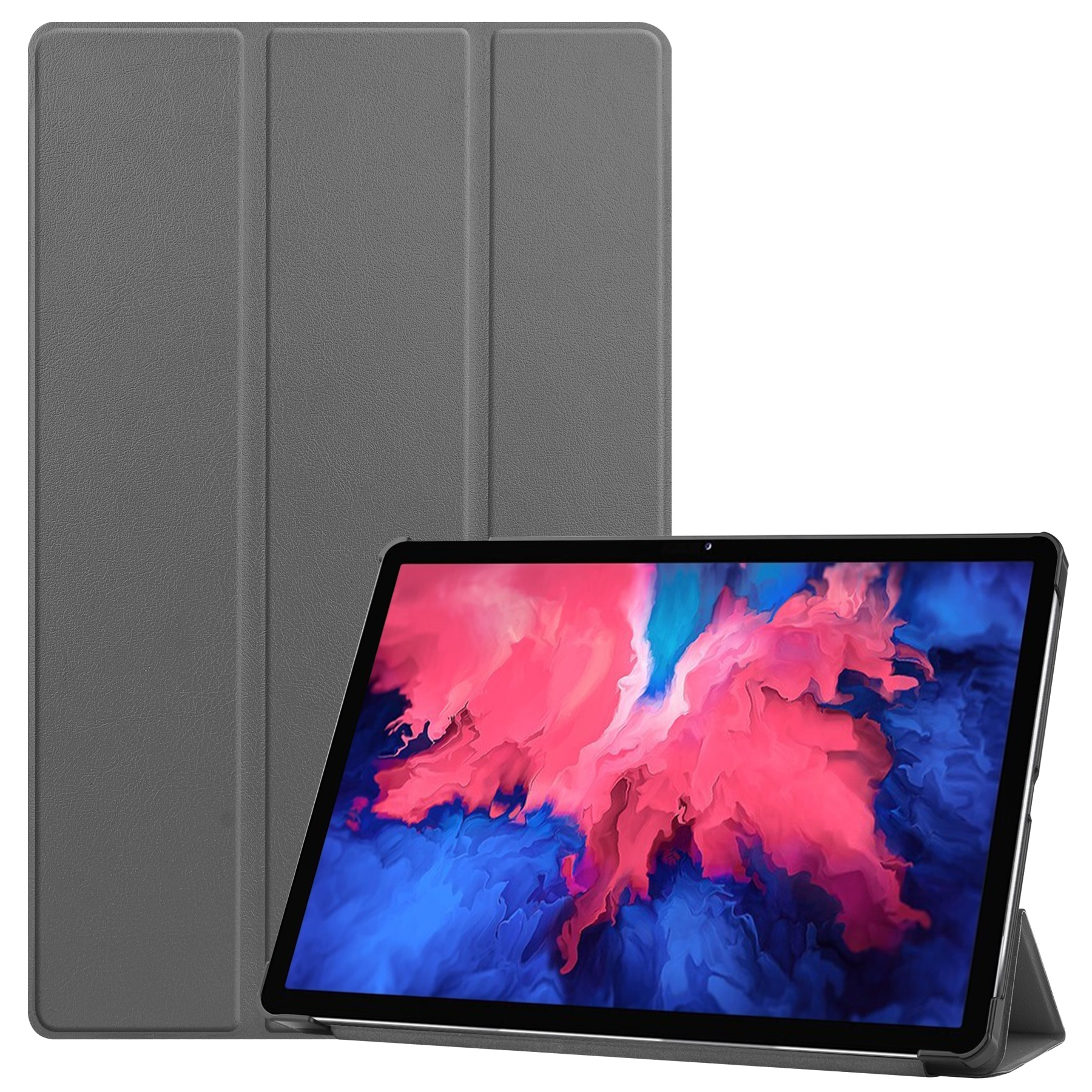 Lenovo Tab P11 Hoes - 11 Inch - Tri-Fold Book Case - Auto Sleep/Wake Functie - Grijs afbeelding