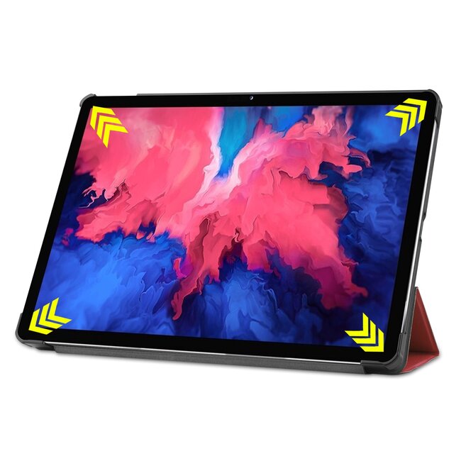Case2go - Hoes voor de Lenovo Tab P11 - 11 Inch - Tri-Fold Book Case - Auto Sleep/Wake Functie - Donker Rood