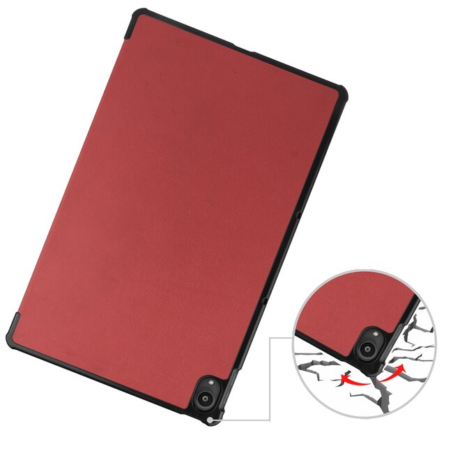 Case2go - Hoes voor de Lenovo Tab P11 - 11 Inch - Tri-Fold Book Case - Auto Sleep/Wake Functie - Donker Rood