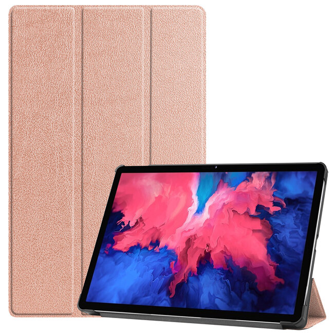 Case2go - Hoes voor de Lenovo Tab P11 - 11 Inch - Tri-Fold Book Case - Auto Sleep/Wake Functie - Rosé Goud