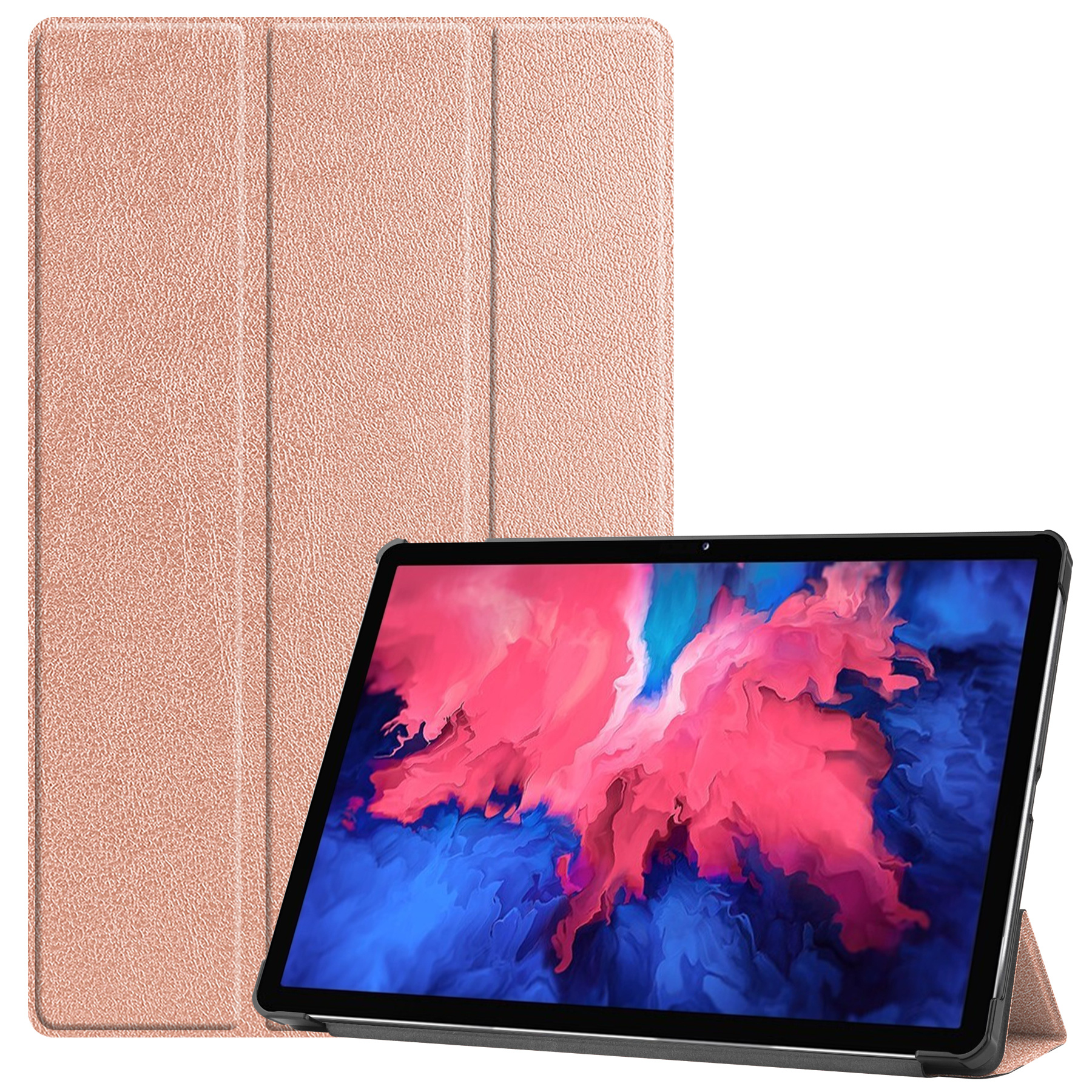 Lenovo Tab P11 Hoes - 11 Inch - Tri-Fold Book Case - Auto Sleep/Wake Functie - Rosé Goud afbeelding