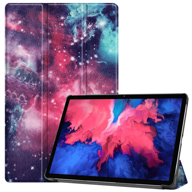 Case2go - Hoes voor de Lenovo Tab P11 - 11 Inch - Tri-Fold Book Case - Auto Sleep/Wake Functie - Galaxy