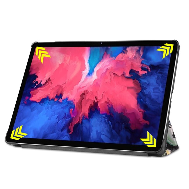 Case2go - Hoes voor de Lenovo Tab P11 - 11 Inch - Tri-Fold Book Case - Auto Sleep/Wake Functie - Graffiti