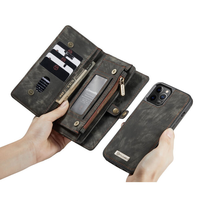 CaseMe - iPhone 12 / 12 Pro hoesje - 2 in 1 Wallet Book Case - Zwart