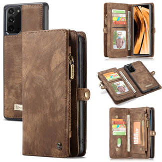 CaseMe CaseMe - Samsung Galaxy Note 20  hoesje - 2 in 1 Wallet Book Case - Bruin