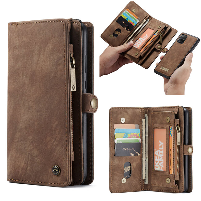 CaseMe - Samsung Galaxy A51 hoesje - 2 in 1 Wallet Book Case - Bruin