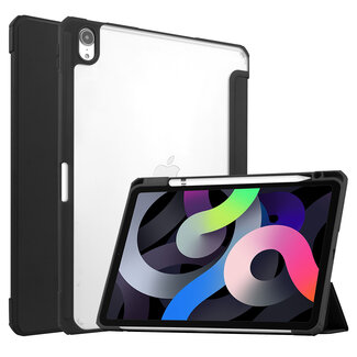 Case2go iPad Air 10.9 (2020) Hoes - Transparante Case - Tri-fold Back Cover - Zwart