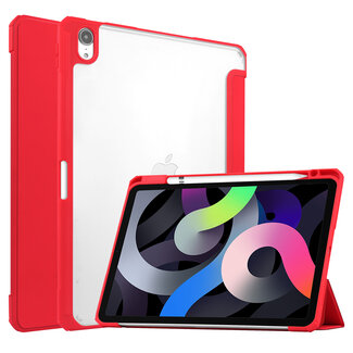 Case2go iPad Air 10.9 (2020) Hoes - Transparante Case - Tri-fold Back Cover - Rood