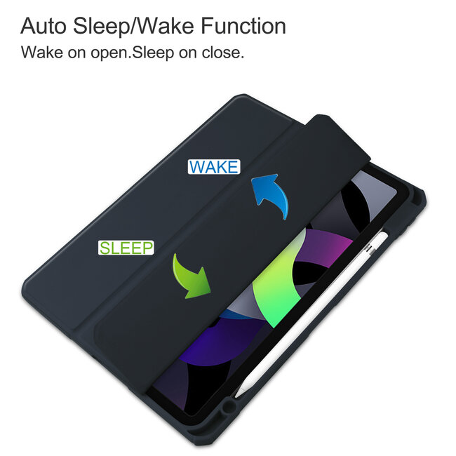 Case2go - Hoes voor de iPad Air 10.9 (2020) - Transparante Case - Tri-fold Back Cover - Blauw