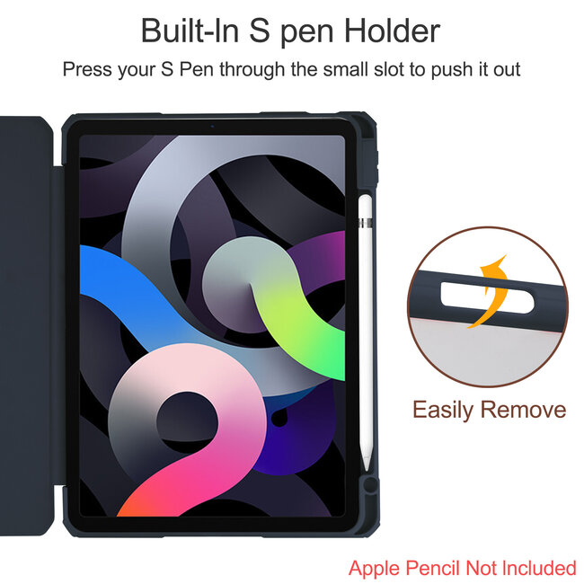 Case2go - Hoes voor de iPad Air 10.9 (2020) - Transparante Case - Tri-fold Back Cover - Blauw