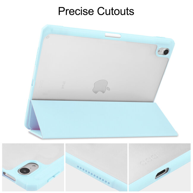 Case2go - Hoes voor de iPad Air 10.9 (2020) - Transparante Case - Tri-fold Back Cover - Mint Groen