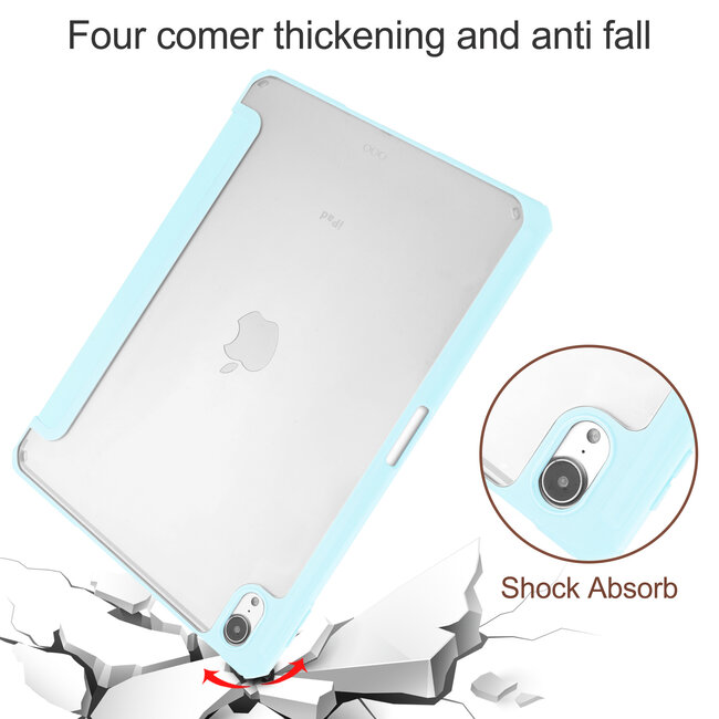 Case2go - Hoes voor de iPad Air 10.9 (2020) - Transparante Case - Tri-fold Back Cover - Mint Groen