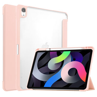 Case2go iPad Air 10.9 (2020) Hoes - Transparante Case - Tri-fold Back Cover - Roze