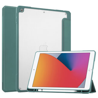 Case2go iPad 10.2 (2019 / 2020 / 2021) Hoes - Transparante Case - Tri-fold Back Cover - Donker Groen
