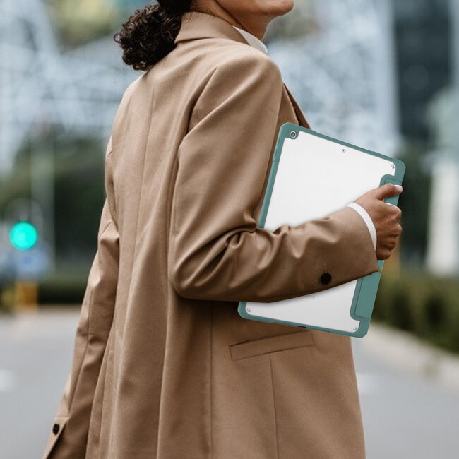 Case2go - Hoes voor de iPad 10.2 (2019 / 2020 / 2021) - Transparante Case - Tri-fold Back Cover - Donker Groen