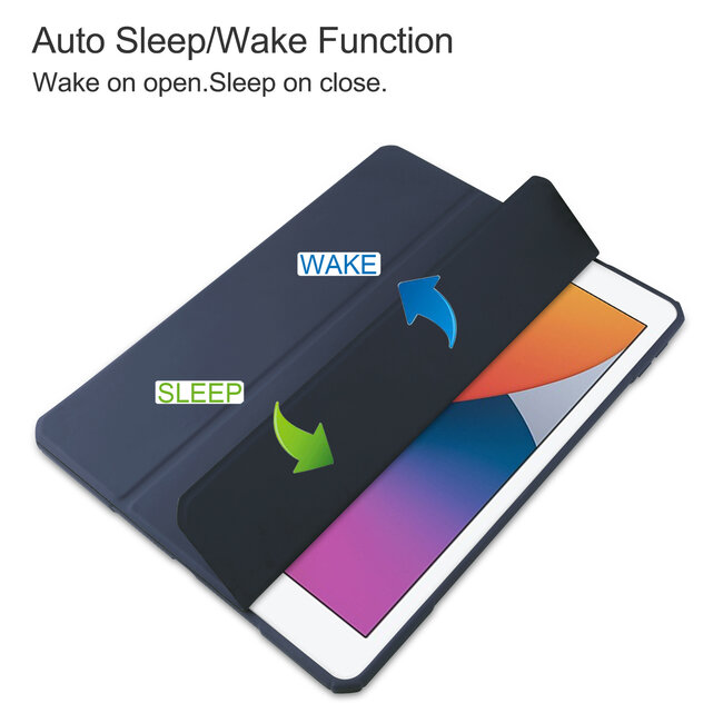 Case2go - Hoes voor de iPad 10.2 (2019 / 2020 / 2021) - Transparante Case - Tri-fold Back Cover - Blauw